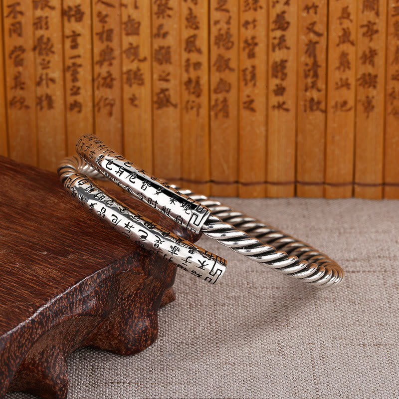 Buddha Stones Retro Sutra Serca Skręcony Wzór Wzór Równowagi Bransoletka Bangle