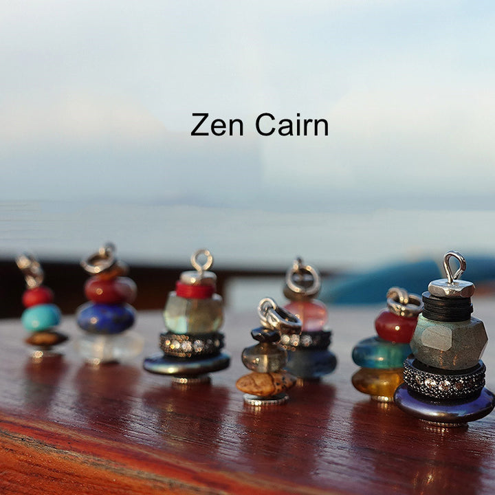 Buddha Stones Zen Cairn Labradorite Różne Kryształy Spokojny Wisiorek Naszyjnik - image 1