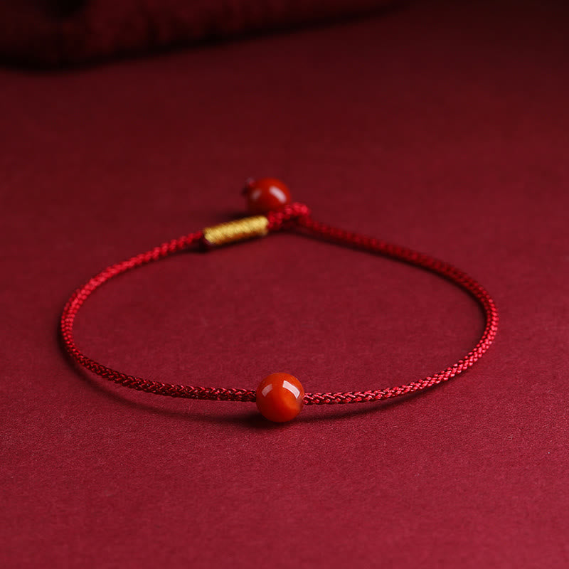Bransoletka z naturalnego czerwonego agatu Cinnabar Red z Buddha Stones