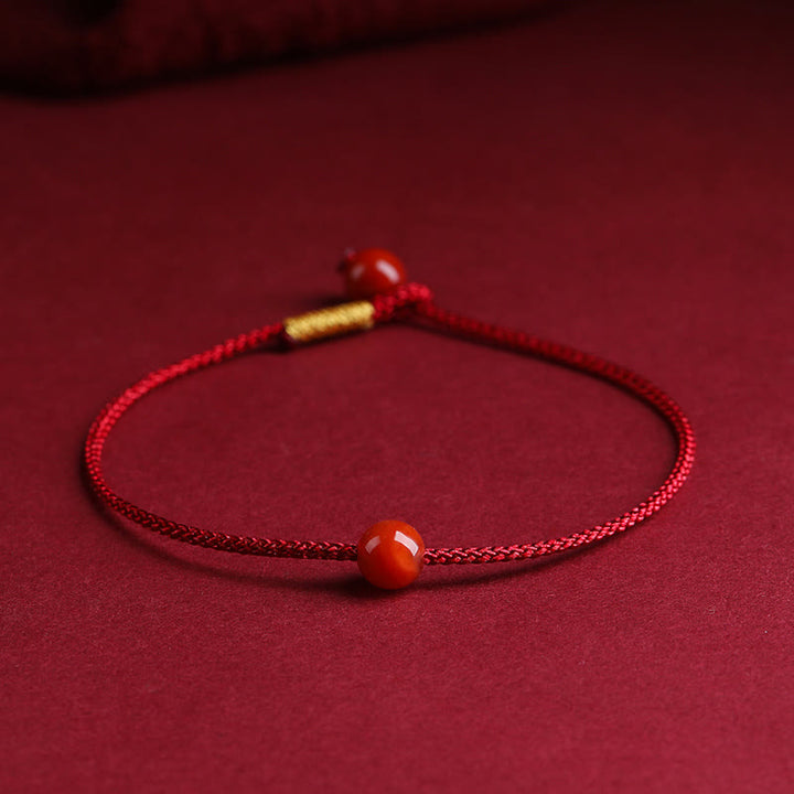Bransoletka z naturalnego czerwonego agatu Cinnabar Red z Buddha Stones