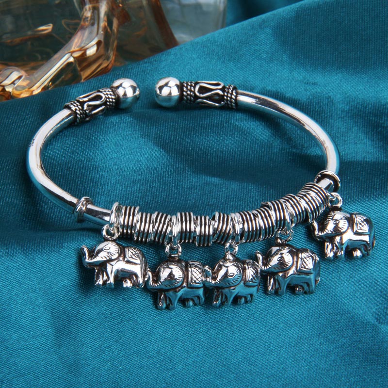 Bransoletka Buddha Stones 925 Srebro Sterling Słoń Siła Bransoletka