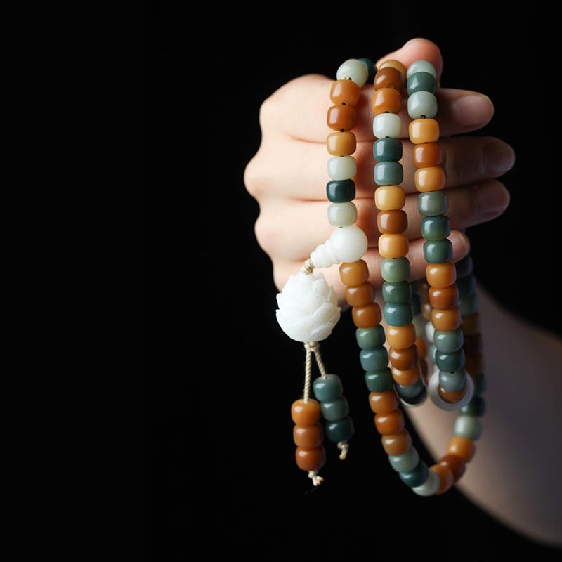 Buddha Stones Bransoletka z harmonijnego naszyjnika Bodhi Lotus Mala