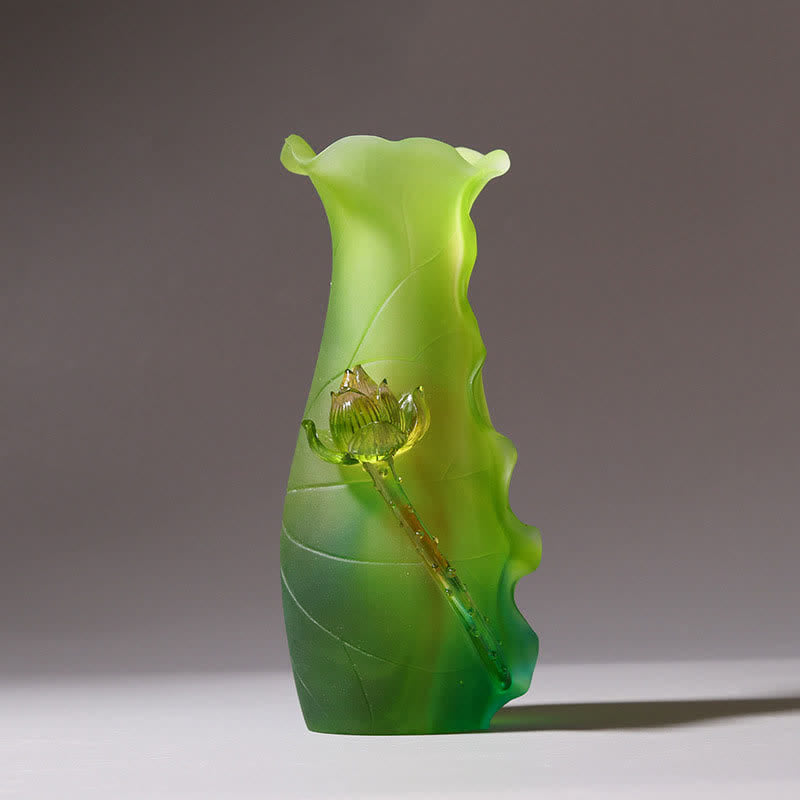Feng Shui Lotus Ręcznie robiony kryształ Liuli Dzieło sztuki Domowe Biuro Oferta Dekoracja