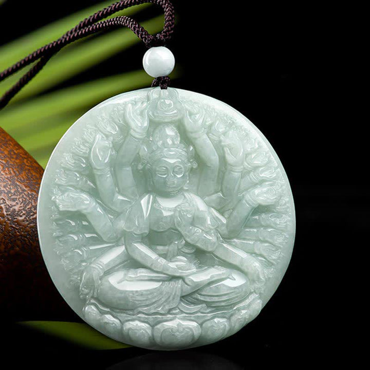 Naszyjnik z jadeitu Kwan Yin Avalokitesvara z tysiąca rąk, z wisiorkiem i błogosławieństwem - image 2