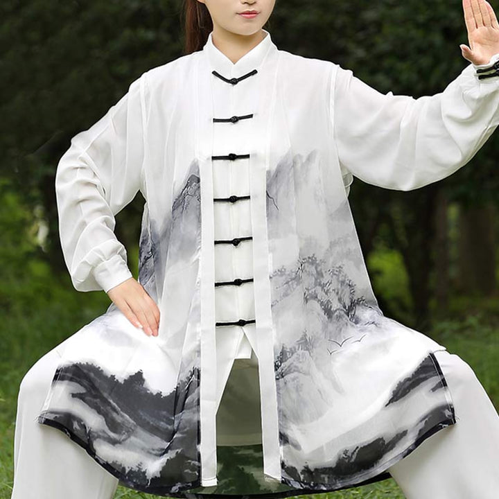 3-częściowy zestaw ubrań unisex do medytacji z malowaniem tuszem, duchową modlitwą, zen, tai chi, qigong