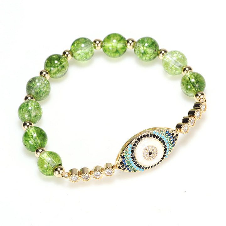 Bransoletka z Buddha Stones Naturalny Peridot Złe Oko Obfitość