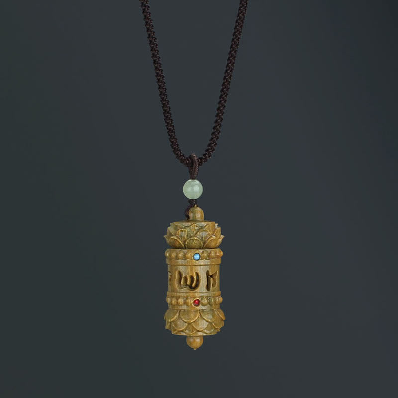Buddha Stones Tybet Zielony Sandałowiec Palisander Om Mani Padme Hum Lotus Pozytywny Uspokajający Naszyjnik Wisiorek - Om Mani Padme Hum Zielone drzewo sandałowe - image 1