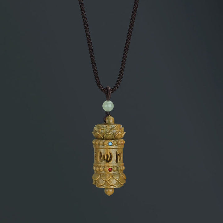 Buddha Stones Tybet Zielony Sandałowiec Palisander Om Mani Padme Hum Lotus Pozytywny Uspokajający Naszyjnik Wisiorek - Om Mani Padme Hum Zielone drzewo sandałowe - image 1