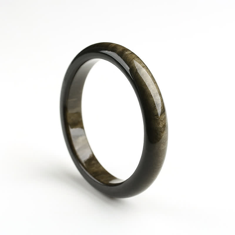 Buddha Stones Złoty połysk Obsydian Srebrny połysk Obsydian Ochrona Bransoletka Bangle