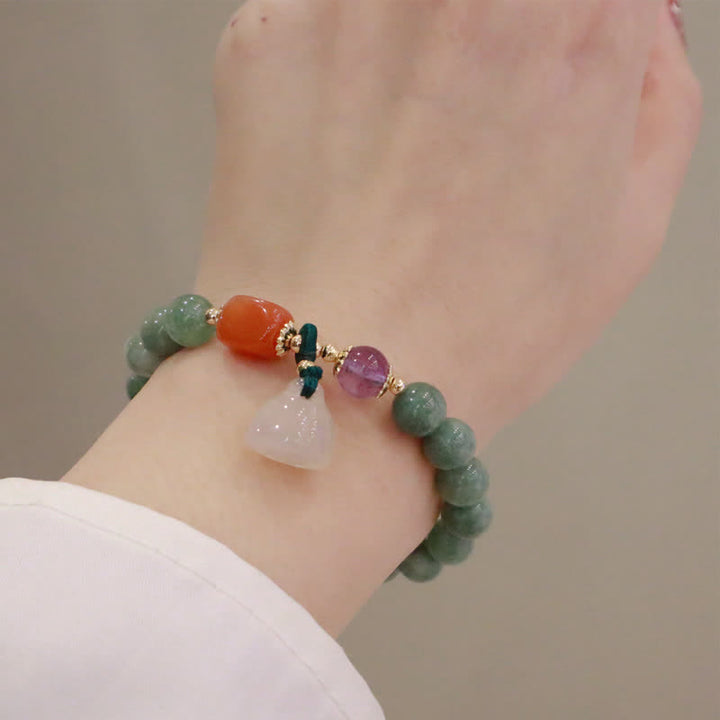 Buddha Stones Cyan Jade Lotos Dynia Życzenie Pokoju Klamra Ametyst Kryształ Uzdrawiająca Bransoletka