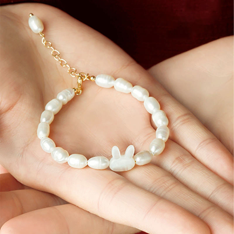 Bransoletka Buddha Stones Natural Pearl Cute Rabbit Sincerity