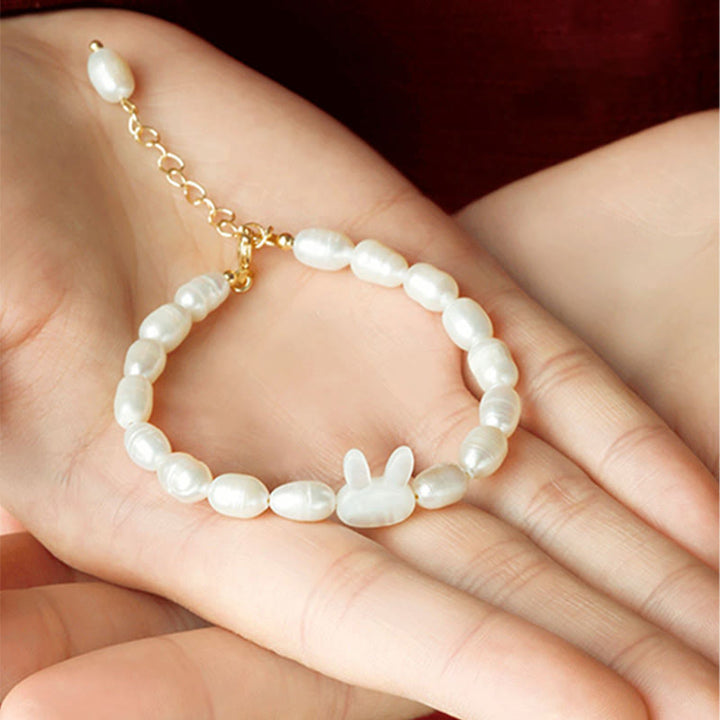 Bransoletka Buddha Stones Natural Pearl Cute Rabbit Sincerity