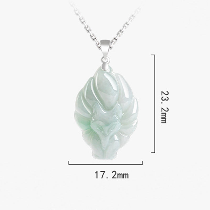 Naszyjnik z naturalnym jadeitem z Buddha Stones, lisem dziewięcioogoniastym, łańcuszkiem z tytanu i stalą, z wisiorkiem - image 10