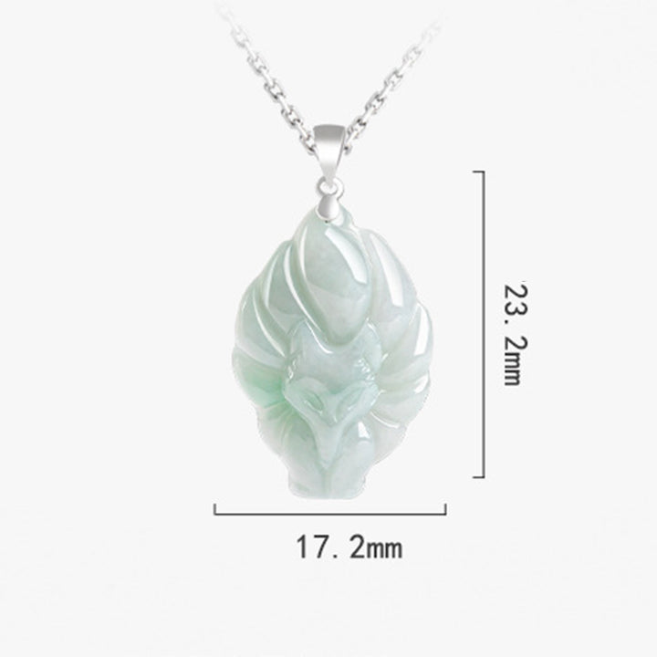 Naszyjnik z naturalnym jadeitem z Buddha Stones, lisem dziewięcioogoniastym, łańcuszkiem z tytanu i stalą, z wisiorkiem - image 10