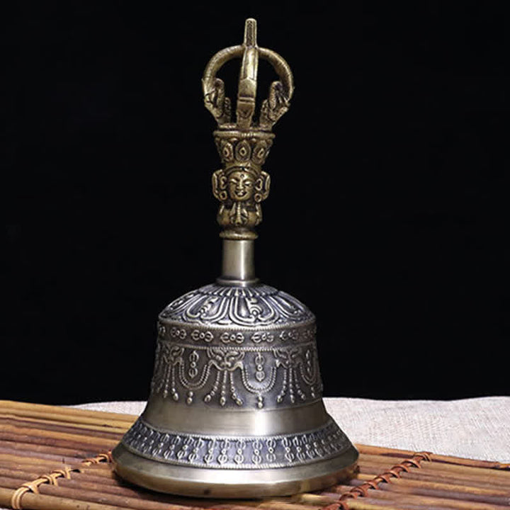 Buddha Stones Tybetański Dzwon Medytacyjny i Wadżra Dorje Miedziany Zestaw Dekoracji Oświecenia