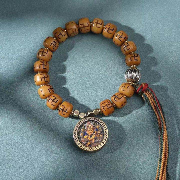 Buddha Stones naturalne tybetańskie kości wielbłąda swastyka Dzi koralik Shankha wisiorek buddy Kirtimukha ochrona szczęścia bransoletka z frędzlami