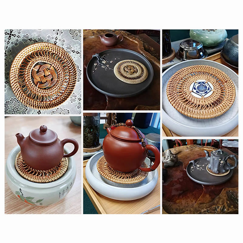 Ceramiczny Kwiatowy Wzór Rattanowy Podkładka Pod Kubek Pod Filiżankę - image 22