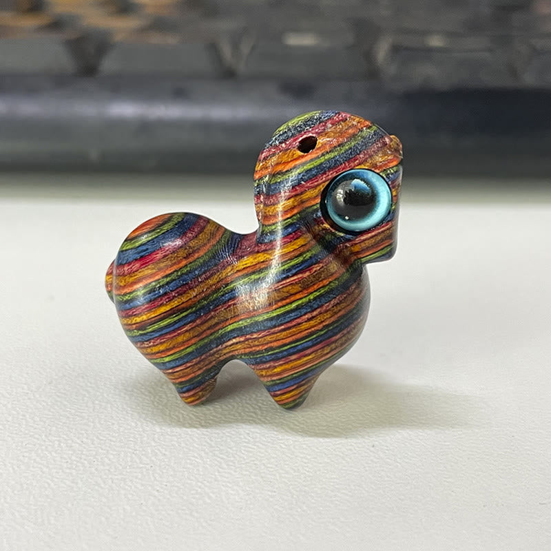 Buddha Stones Małe liście Czerwone drzewo sandałowe Zielone drzewo sandałowe Szczęśliwa miniaturowa dekoracja ochronna dla konia - Kolorowy drewniany koń (mały rozmiar 33*26*14 mm) (losowa tekstura) - image 15
