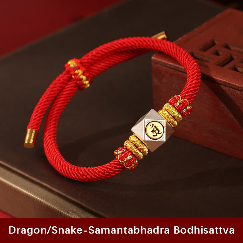 Buddha Stones 999 Srebro Chińskie Zodiak Natal Budda Czerwona Lina Szczęście Siła Ręcznie Robiona Bransoletka Dla Dzieci