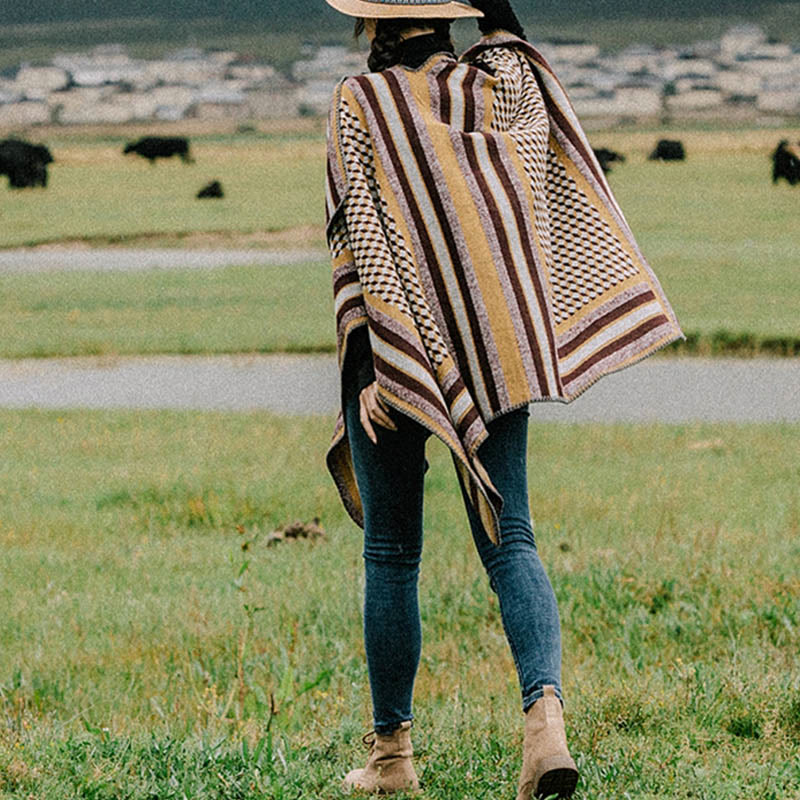Buddha Stones Tybetański Szal Klasyczny Wzór Zimowy Przytulny Ciepły Szalik Podróżny Otulacz - image 2