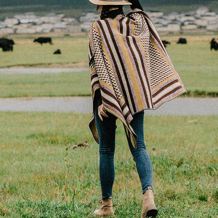 Buddha Stones Tybetański Szal Klasyczny Wzór Zimowy Przytulny Ciepły Szalik Podróżny Otulacz - image 2