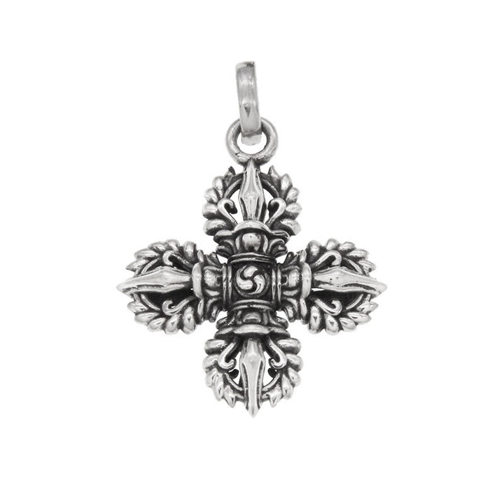 Naszyjnik z Buddha Stones 925 Srebro Sterling Podwójny Dorje Wadżra Siła Duchowa Wisiorek