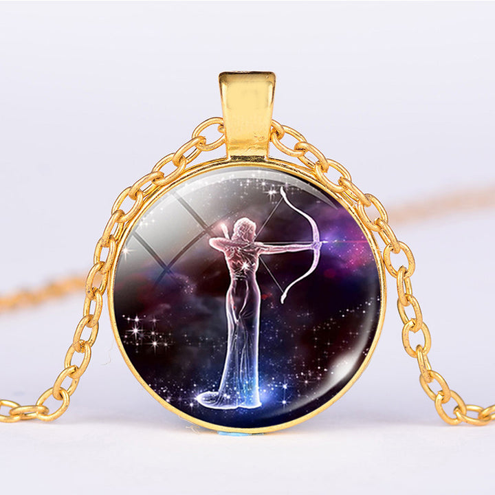 12 konstelacji zodiaku Księżyc Gwiaździste niebo Ochrona Błogosławieństwo Naszyjnik Wisiorek