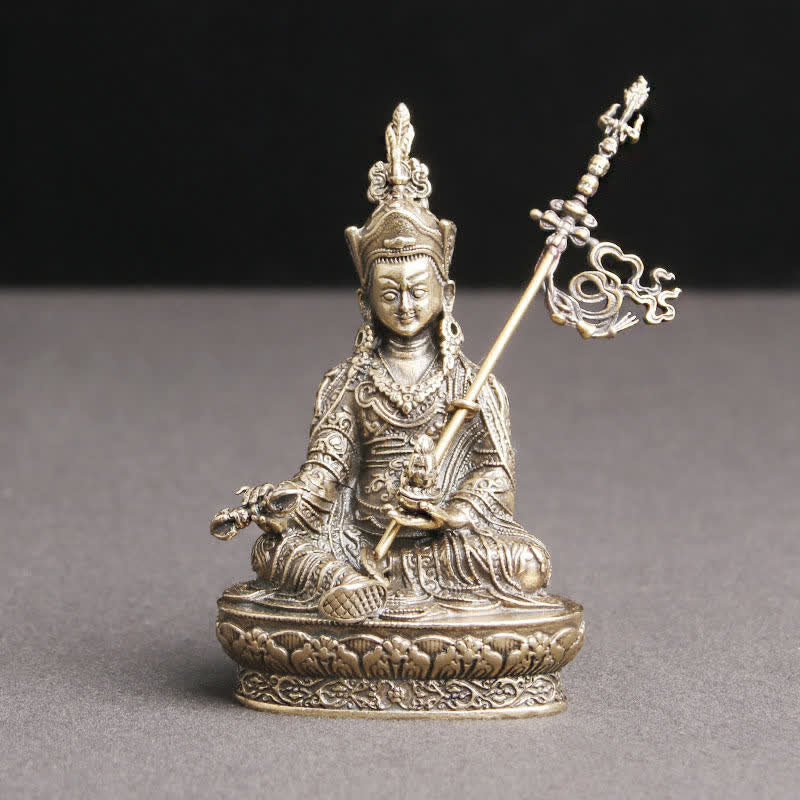 Padmasambhava Budda Figurka Spokój Miedziana Statuetka Dekoracja Świątynia Ornament - 41*66mm - image 0