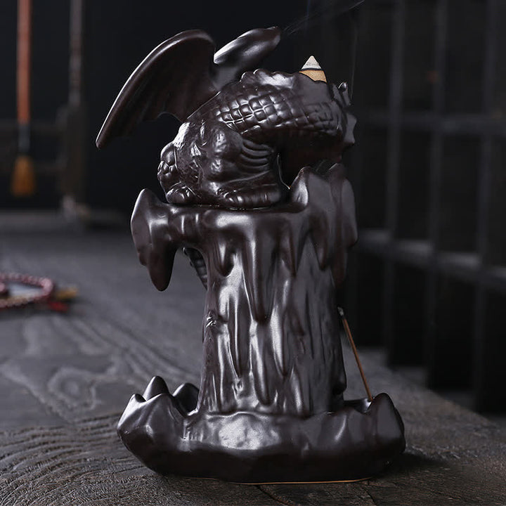 Nordic Dragon Ceramic Backflow Smoke Fountain Medytacja Uzdrawiająca Kadzielnica Dekoracja Kula Led