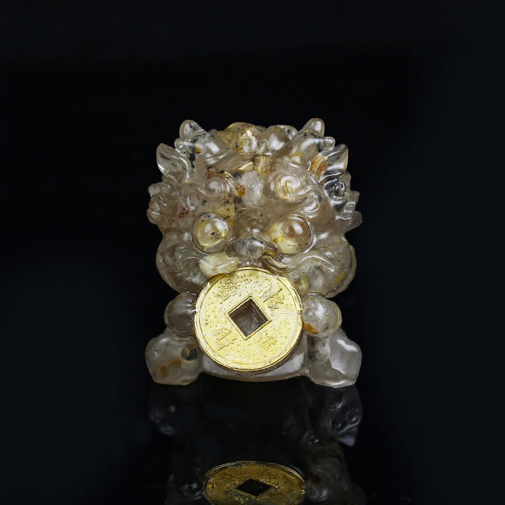 Buddha Stones Ręcznie Robione Słodkie PiXiu Złota Moneta Kryształ Fengshui Energia Bogactwo Fortuna Dekoracja Domu