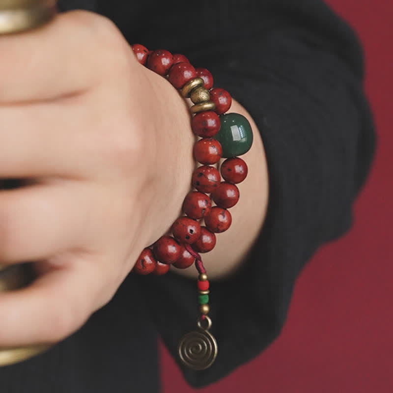 Bransoletka Bodhi Seed Cyan Jade Copper Peace Luck