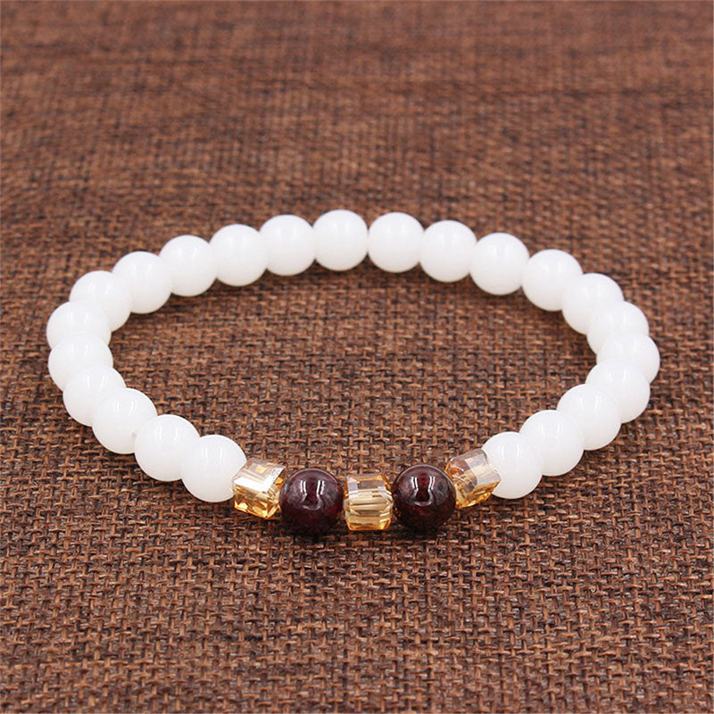 Bransoletka ochronna z naturalnego białego jadeitu z Buddha Stones