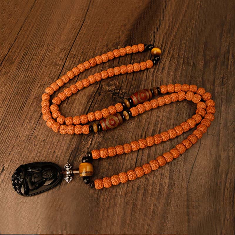 Tybet 108 Mala Beads Rudraksha Bodhi Seed Chinese Zodiac Natal Buddha Wealth Charm Bracelet