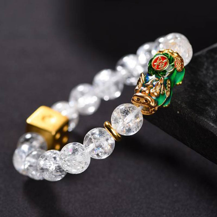Bransoletka z kryształu PiXiu White Dice Wealth Buddha Stones zmieniająca kolor