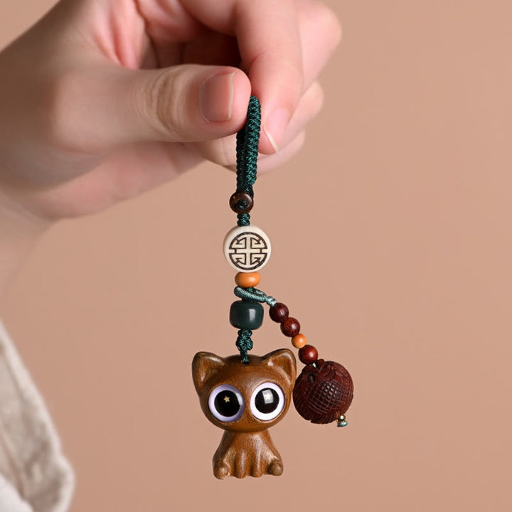 Buddha Stones Zielone Drzewo Sandałowe Szczęśliwy Kot Koi Ryba Kuracja Brelok Telefon Wiszący Dekoracja - image 23