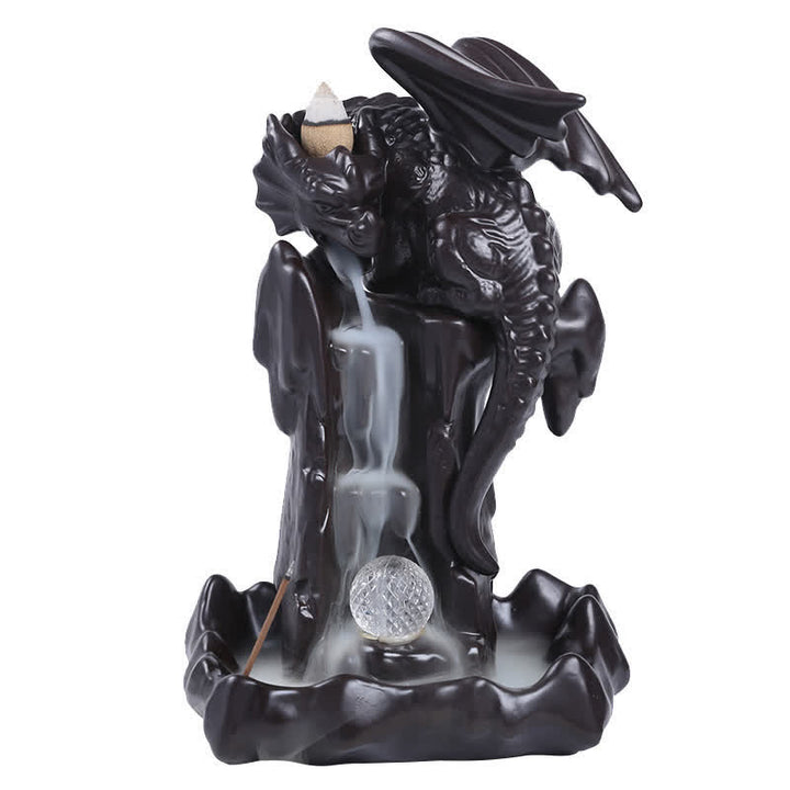 Nordic Dragon Ceramic Backflow Smoke Fountain Medytacja Uzdrawiająca Kadzielnica Dekoracja Kula Led