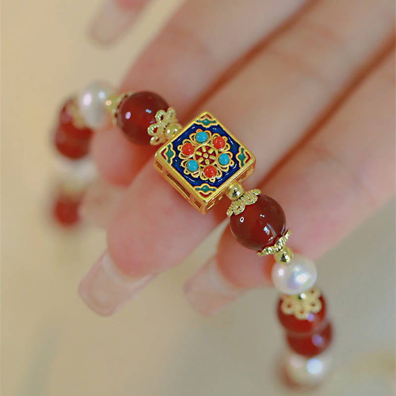 Buddha Stones Red Agat Pearl Confidence Self-accepting