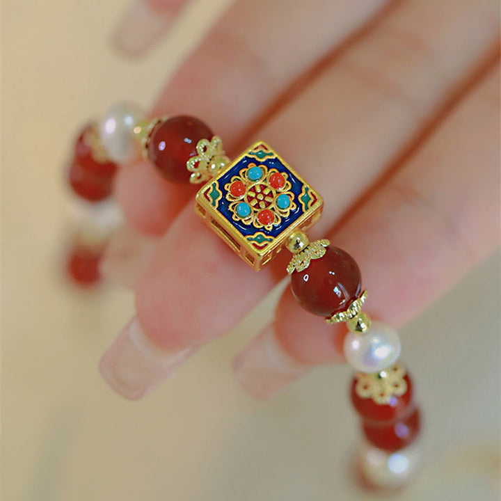 Buddha Stones Red Agat Pearl Confidence Self-accepting