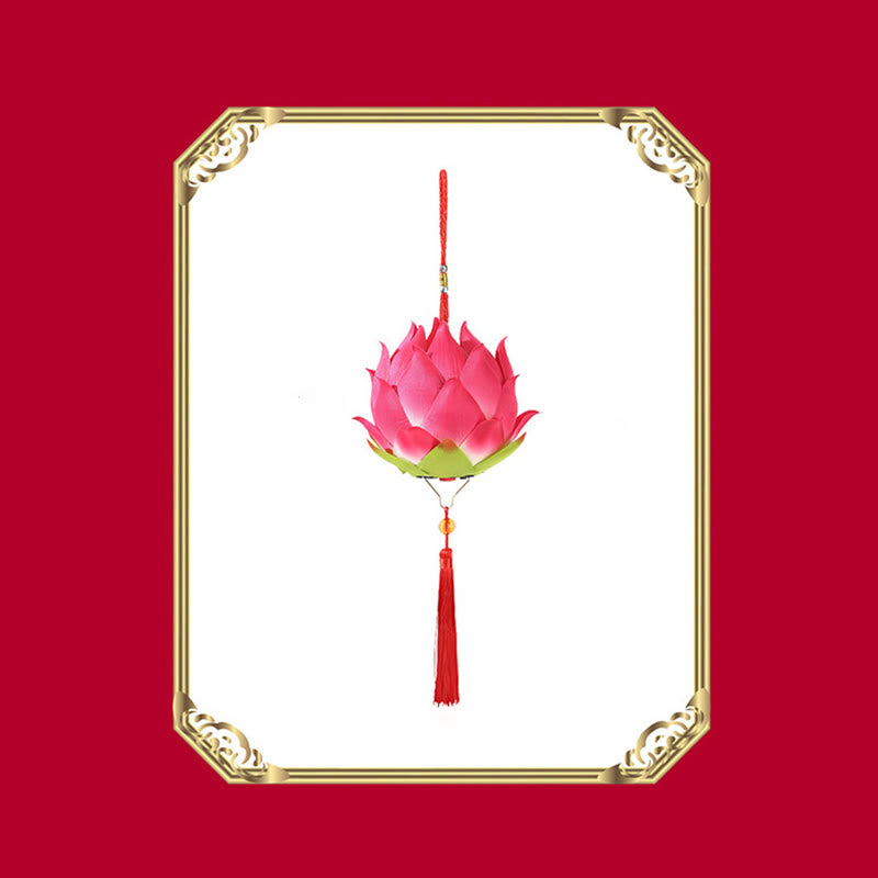 Buddha Stones DIY Kwiat Lotosu Smok Latarnia Lampa Tassel Dekoracja