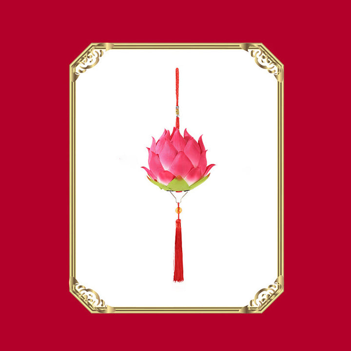 Buddha Stones DIY Kwiat Lotosu Smok Latarnia Lampa Tassel Dekoracja