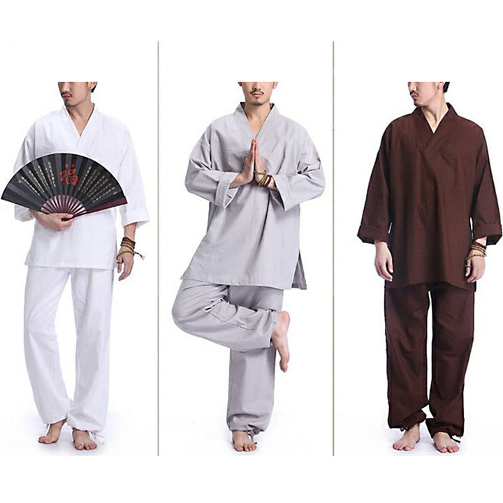 Buddha Stones Medytacja Modlitwa Dekolt w serek Projekt Bawełna Len Duchowa Praktyka Zen Joga Odzież Męska Zestaw - image 20