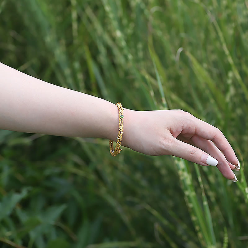 Buddha Stones Cyjan Jade Miedź Pomyślne Chmury Spokojna Uzdrawiająca Bransoletka Bangle