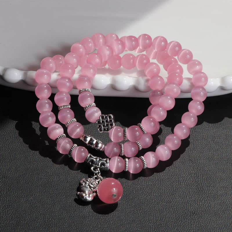 Bransoletka z potrójnym owinięciem w kocie oko PiXiu z Buddha Stones