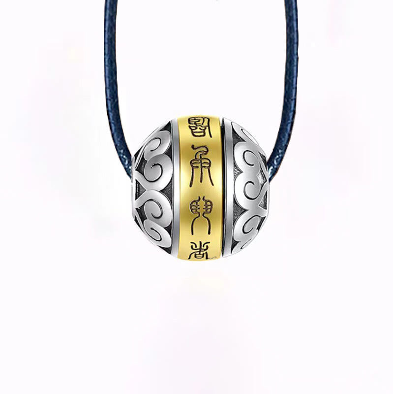 Buddha Stones Taoistyczna Dziewięcioznakowa Mantra Grawerowany Amulet Równowaga Naszyjnik Obrotowy Wisiorek