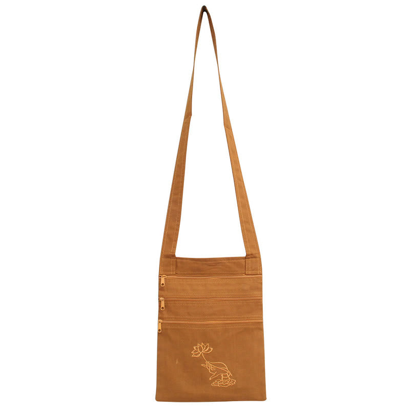 Spiritual Mind Practice Lotus Haftowana bawełniana torba na ramię Torba typu crossbody