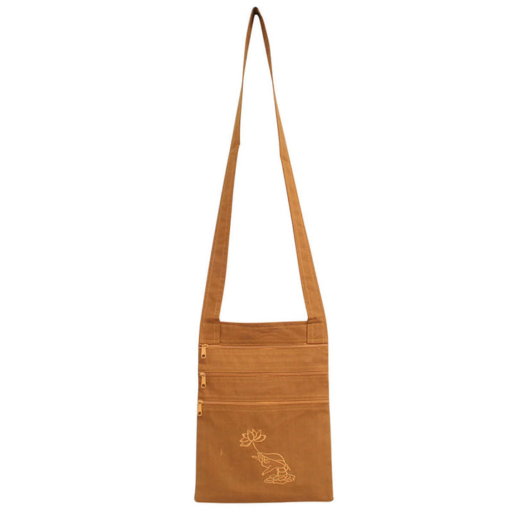 Spiritual Mind Practice Lotus Haftowana bawełniana torba na ramię Torba typu crossbody