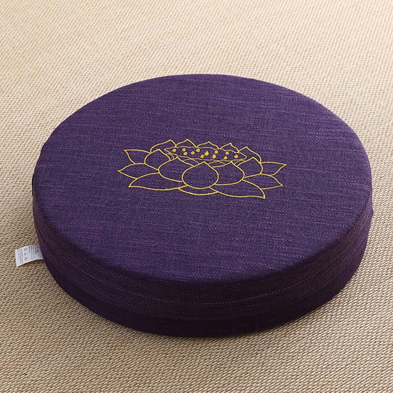 Poduszka do siedzenia do medytacji z haftem z Buddha Stones z lotosu z bawełny i lnu