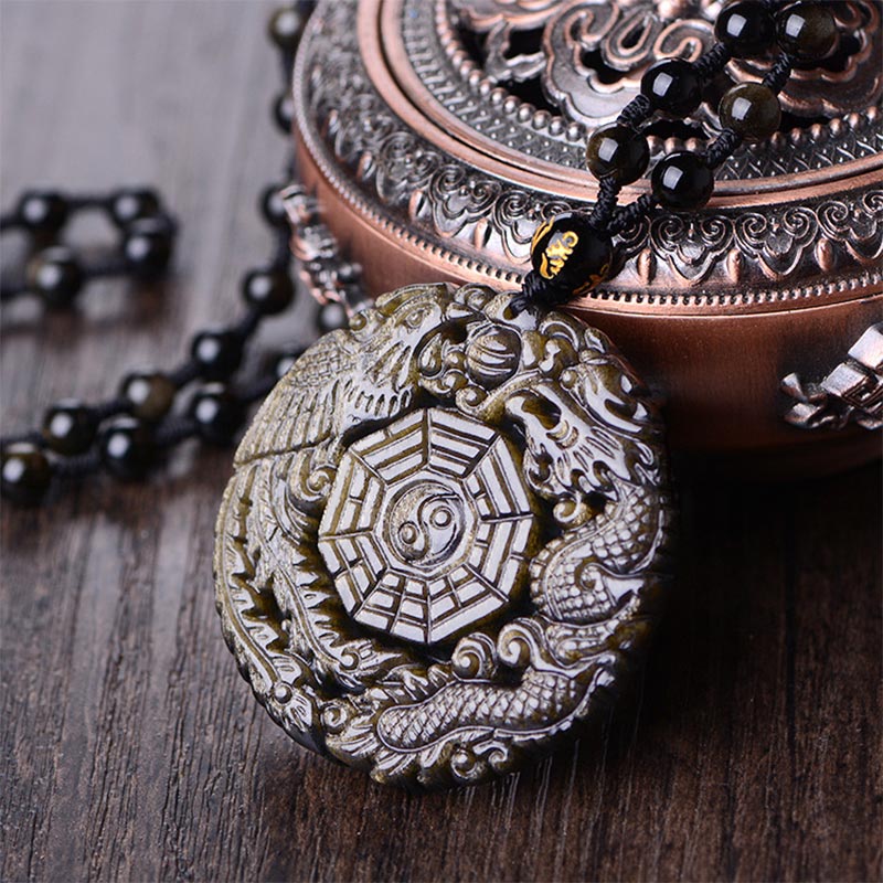 Naszyjnik z Buddha Stones, złoty obsydian, uzdrawiająca energia