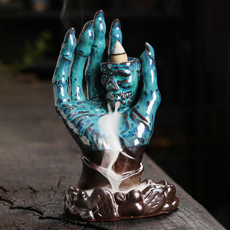 Buddha Stones Halloween Duch Ręka Czaszka Głowa Ceramiczny Pokój Uzdrawiający Kadzidło Palnik Dekoracja