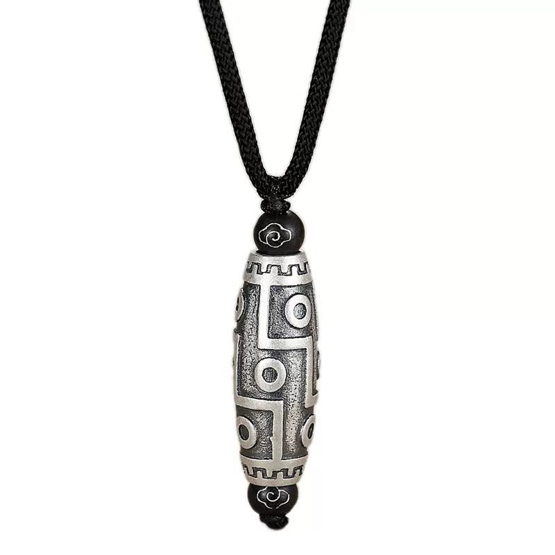 Buddha Stones Tybet Dziewięciooki Dzi Koralik Wzór Miedziany Pomyślny Chmury Bogactwo Naszyjnik Wisiorek